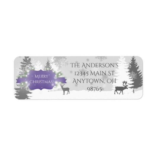 Winter Wonderland Return Address Labels - Paars (Voorkant)