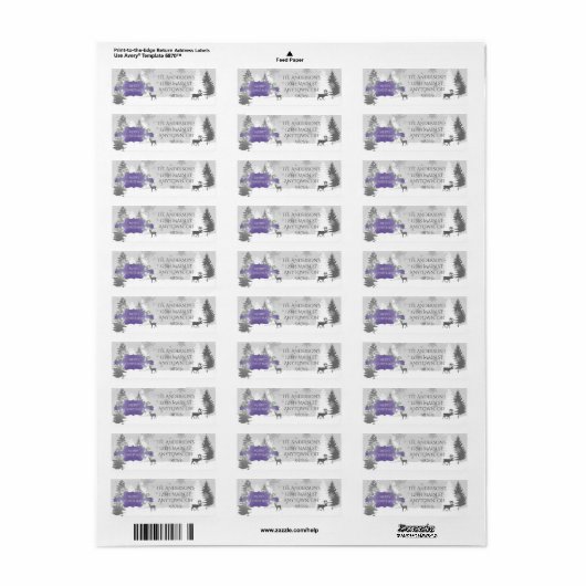 Winter Wonderland Return Address Labels - Paars (Full Sheet)