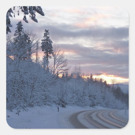 Winter Wonderland Road Vierkante Sticker (Voorkant)