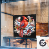 Winter Wonderland Rode Kardinaal Raamsticker (Cafe Raam)