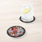 Winter Wonderland Rode Kardinaal Zandsteen Onderzetter (Zijkant)