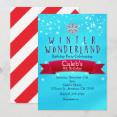 WINTER WONDERLAND Rode Lint Feest Uitnodiging (Voorkant / Achterkant)