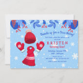 Winter Wonderland Rode Verjaardag Uitnodiging (Voorkant)