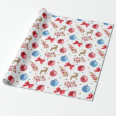 Winter Wonderland rood & blauw Cadeaupapier (Uitgerold)