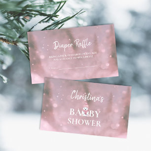 Winter Wonderland Roze Baby Luier Raffle Verzoek Informatiekaartje