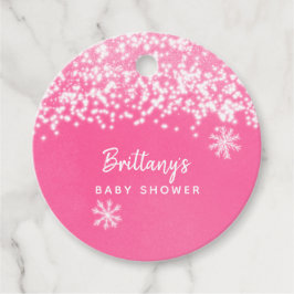 Winter Wonderland Roze Baby shower Bedankjes Labels
