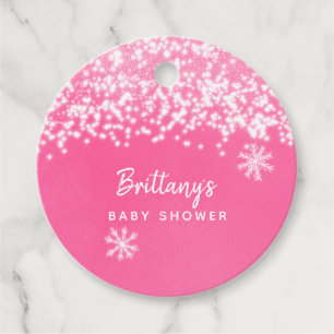 Winter Wonderland Roze Baby shower Bedankjes Labels