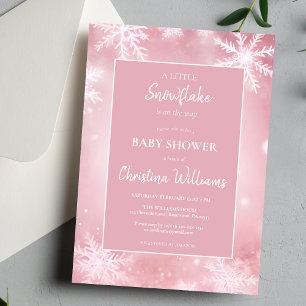 Winter Wonderland Roze Baby shower Kaart