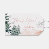 Winter Wonderland Roze Bedankt Cadeaulabel (Voorkant (Horizontaal))