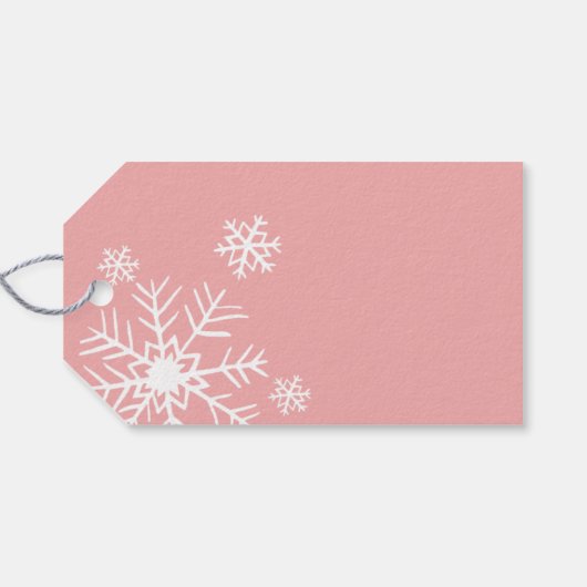 Winter Wonderland Roze Bedankt Cadeaulabel (Achterkant Horizontaal)
