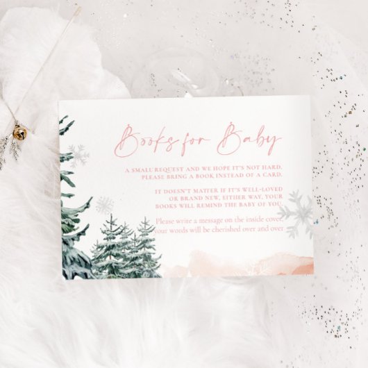 Winter Wonderland roze boeken voor Baby Kaart Notitiekaartje