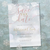 Winter Wonderland roze en goud Save The Date