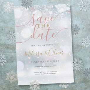 Winter Wonderland roze en goud Save The Date