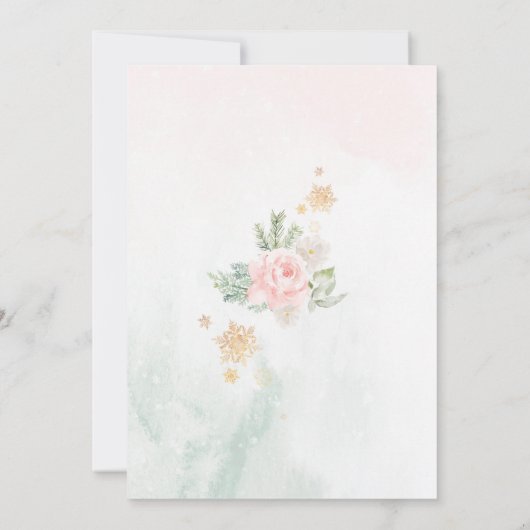 Winter wonderland roze gouden sneeuwvlokken verjaa kaart (Achterkant)