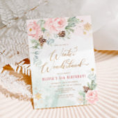 Winter wonderland roze gouden sneeuwvlokken verjaa kaart