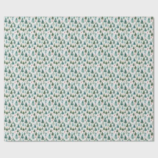 Winter Wonderland Roze Kerstmis Sparkly Trees Cadeaupapier (Vlak)