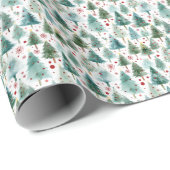 Winter Wonderland Roze Kerstmis Sparkly Trees Cadeaupapier (Rol Hoek)