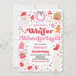 Winter Wonderland Roze Kerstmis Verjaardagsfeest Kaart