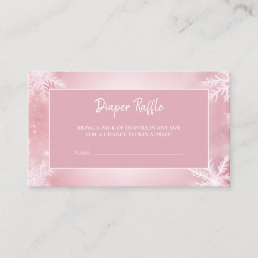 Winter Wonderland Roze Luier Raffle Informatiekaartje (Voorkant)