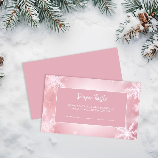 Winter Wonderland Roze Luier Raffle Informatiekaartje