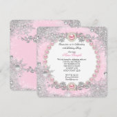 Winter Wonderland Roze Pearl Snowflake Birthday Kaart (Voorkant / Achterkant)