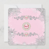 Winter Wonderland Roze Pearl Snowflake Birthday Kaart (Achterkant)