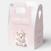 Winter Wonderland Roze Polar Beer 1e Verjaardag Bedankdoosjes (Geopend)