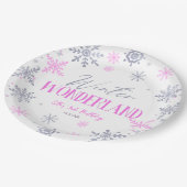 Winter Wonderland Roze Sneeuwvlok Verjaardagsfeest Papieren Bordje (Gekanteld)