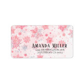 Winter Wonderland Roze Snowflake Return Address Etiket (Voorkant)
