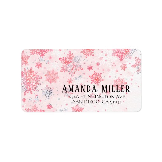 Winter Wonderland Roze Snowflake Return Address Etiket (Voorkant)
