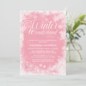 Winter Wonderland Roze Snowflakes Baby shower Kaart (Staand voorkant)