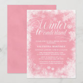 Winter Wonderland Roze Snowflakes Vrijgezellenfees Kaart (Voorkant / Achterkant)