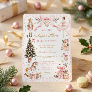 Winter Wonderland Roze Suikerpluim Baby Shower Kaart