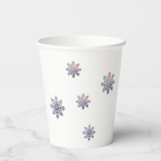 Winter Wonderland Roze Waterverf Papieren Bekers (Achterkant)