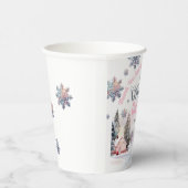 Winter Wonderland Roze Waterverf Papieren Bekers (Rechts)