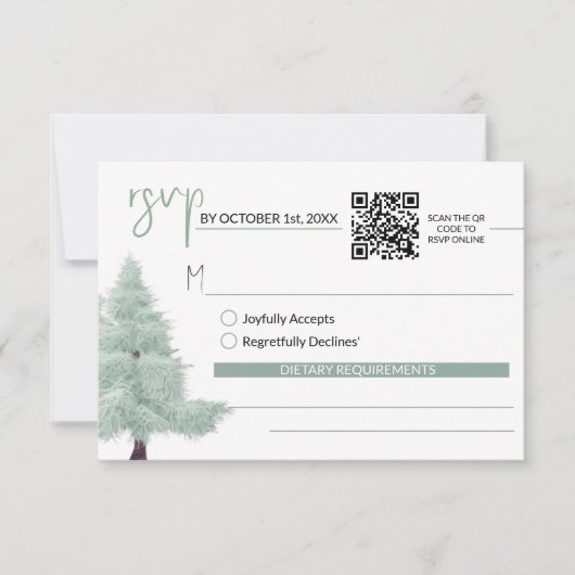 Winter Wonderland RSVP kaart met QR code (Voorkant)
