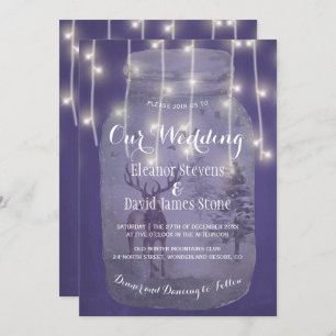 Winter Wonderland Rustic Mason Jar Lights Wedding Kaart