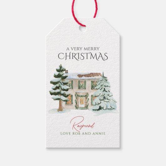 Winter Wonderland rustieke boerderij Kerstmis Cadeaulabel (Voorkant)