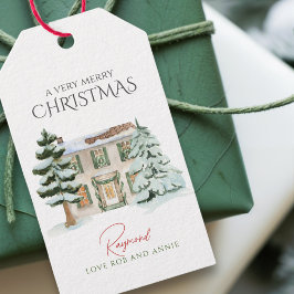 Winter Wonderland rustieke boerderij Kerstmis Cadeaulabel