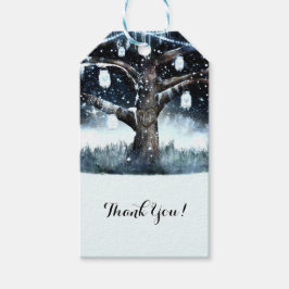 Winter Wonderland Rustieke Boomlichten Metselpotte Cadeaulabel
