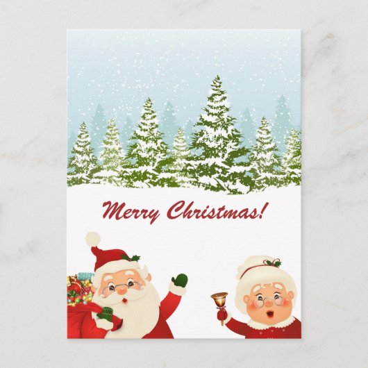 Winter Wonderland Santa en Mrs Claus Kerstmis Briefkaart (Voorkant)