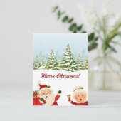 Winter Wonderland Santa en Mrs Claus Kerstmis Briefkaart (Staand voorkant)