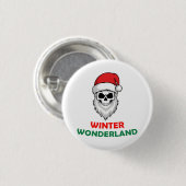 Winter wonderland Santa Skull Ronde Button 3,2 Cm (Voorkant /achterkant)
