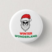 Winter wonderland Santa Skull Ronde Button 3,2 Cm (Voorkant)