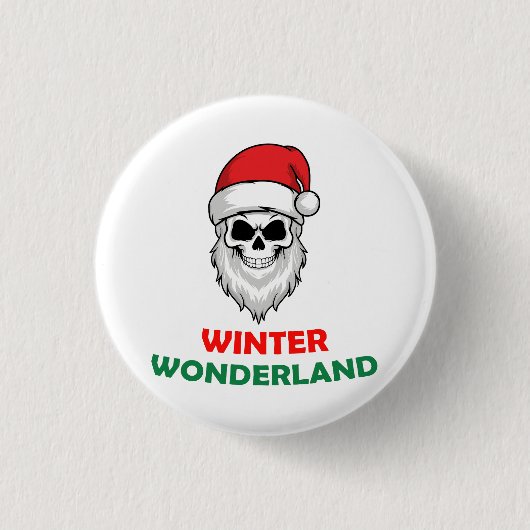 Winter wonderland Santa Skull Ronde Button 3,2 Cm (Voorkant)