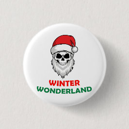 Winter wonderland Santa Skull Ronde Button 3,2 Cm