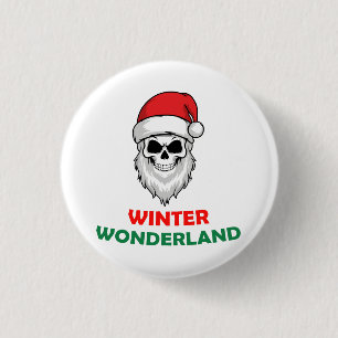 Winter wonderland Santa Skull Ronde Button 3,2 Cm