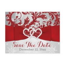 Winter Wonderland Save the Date Briefkaart - Rood