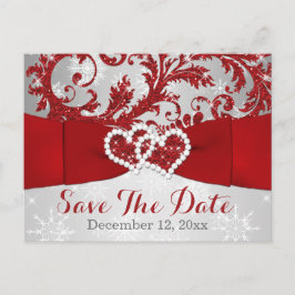 Winter Wonderland Save the Date Briefkaart - Rood