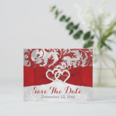 Winter Wonderland Save the Date Briefkaart - Rood (Staand voorkant)